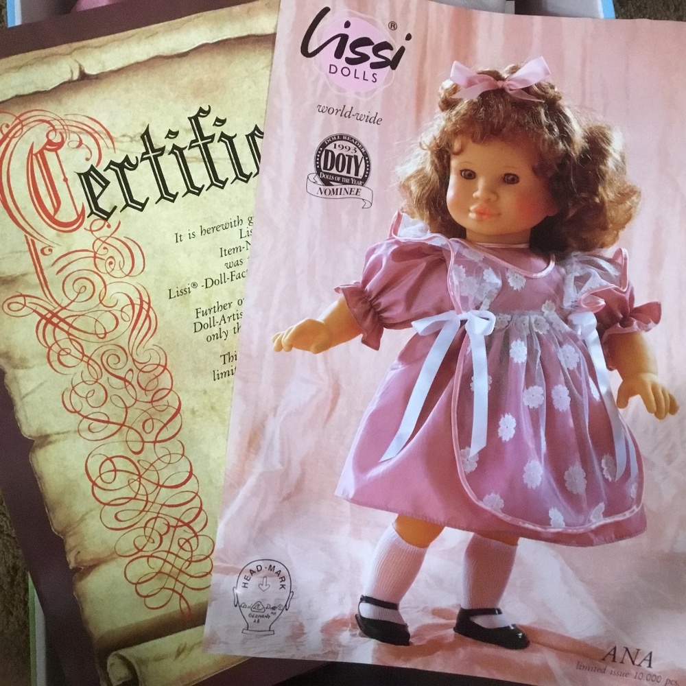 20 inch Lissi Doll ANA by Lissi Batz Germany Vinyl cloth COA w/ stand